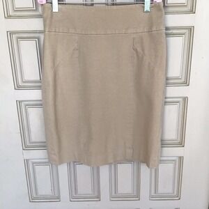 Banana Republic Skirt Sz0 Straight Tan Stretch Zip NWOT